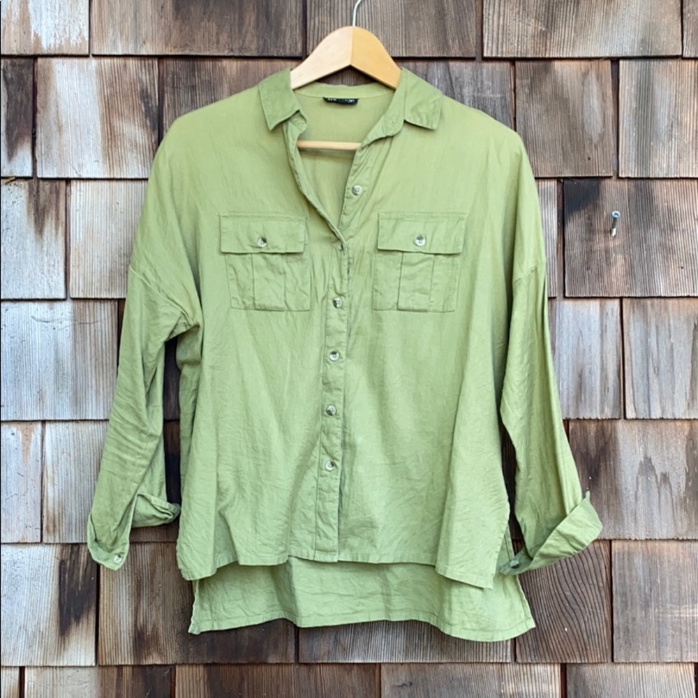 Topshop Double Pocket Cotten Button Down